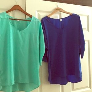 Two silky v-neck blouses